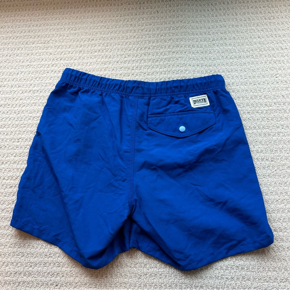 Duluth Trading Co Royal Blue Athletic Men's Shorts with Light Blue Drawstring - Picture 2 of 6